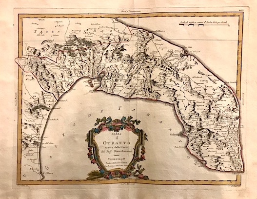 Zatta Antonio (1722-1804) Terra d'Otranto tratta dalle carte del Sig. Rizzi Zannoni 1783 Venezia